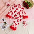 thumbnail image 4 of Otqutp Toddler Baby Girl Fashion Satin Pajamas Set Feather Print Button Down Sleep Shirt Top Pants Bottoms Sleepwear Loungewear Set(1-Red,2-3 Years), 4 of 9