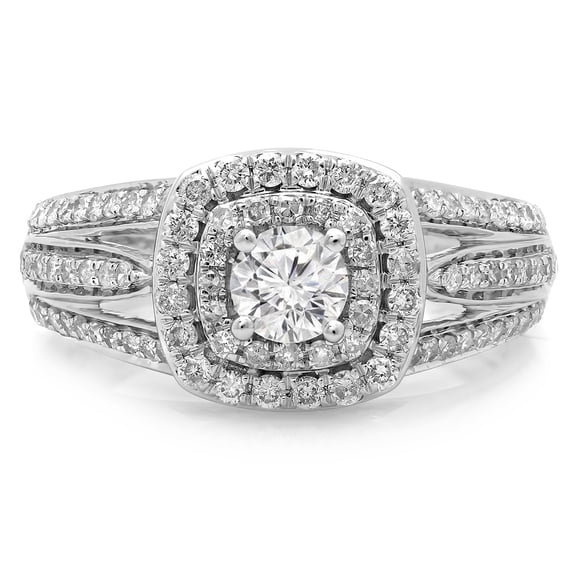 Dazzlingrock Collection 1.10 Carat (ctw) 14K Round Diamond Ladies Vintage Bridal Halo Engagement Ring 1 CT, White Gold, Size 7.5