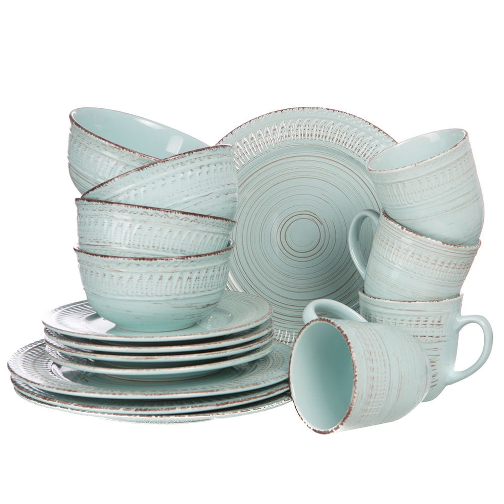 Home Essentials 16Pc Dinnerware Set Aqua - Walmart.com - Walmart.com