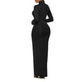 thumbnail image 4 of Kilaqueen Women's Turtleneck Dress Trendy Sexy Tight Maxi Dresses Stretch Bodycon Dresses for Evening Party Long Sleeve Club Party Pencil Dresses, 4 of 7