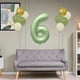 thumbnail image 5 of Juego de globos del primer cumpleaños - 0-9 números de papel de aluminio y 10 globos verdes con cinta para decoraciones de fiesta, 5 of 7