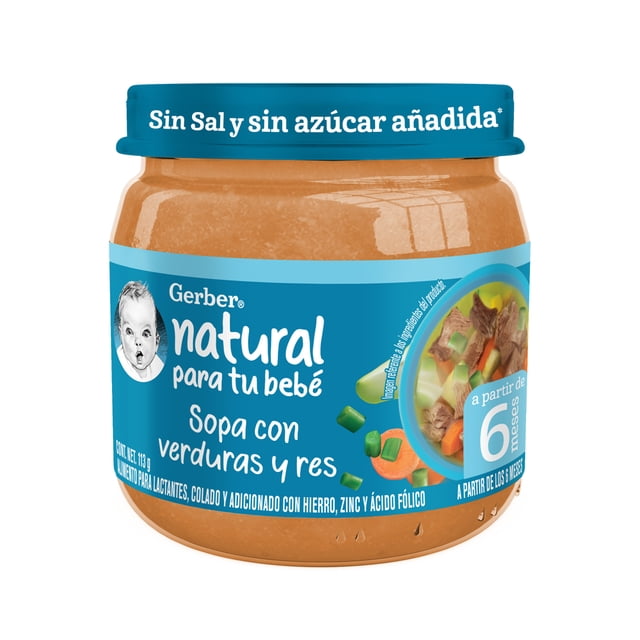 Alimento para lactantes Gerber sopa con res y verduras 113 g