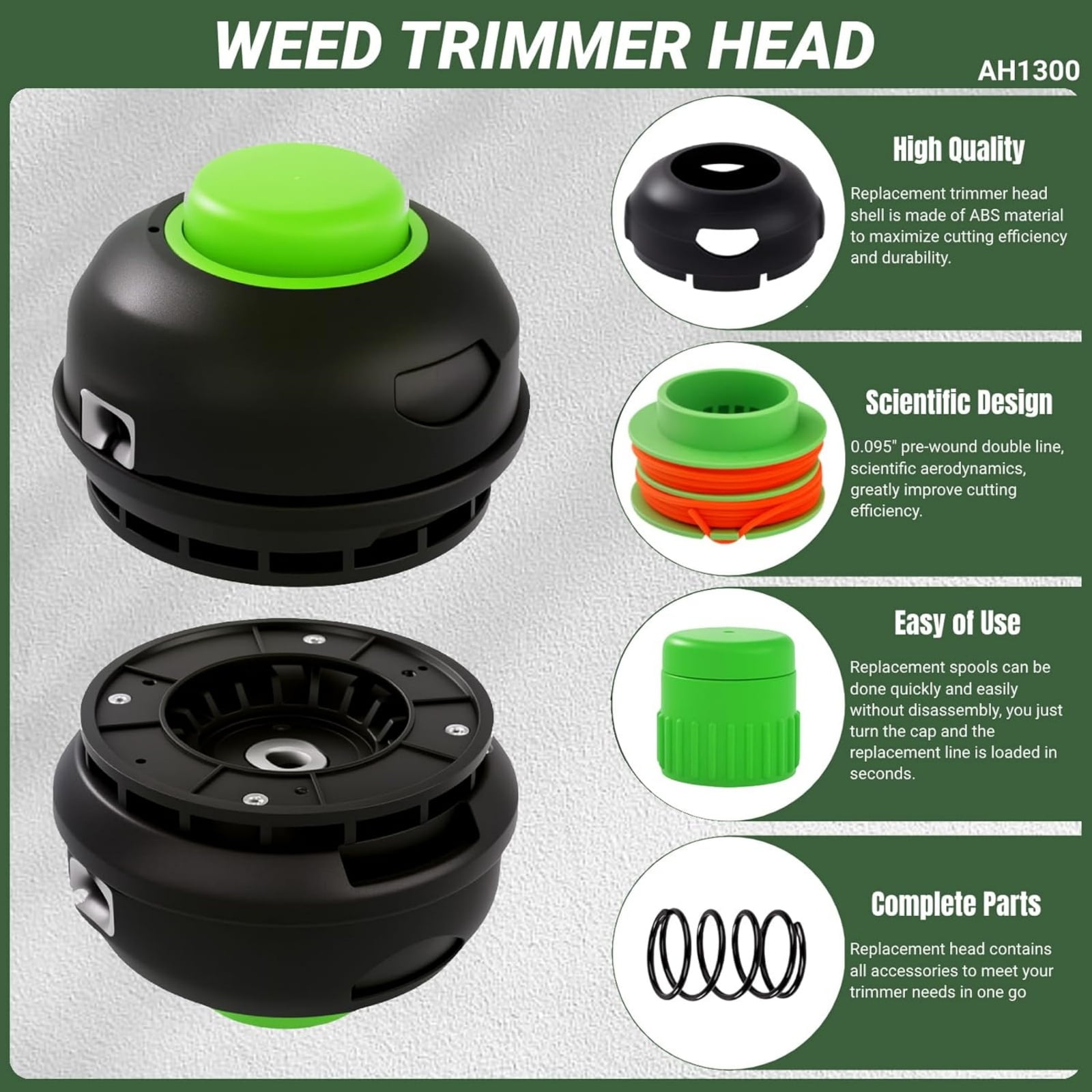 ARCADORA String Trimmer Head ABS PVC Nylon Line OEM AH1300 For EGO Power+ 15 Trimmer ST1502SA ST1502XY