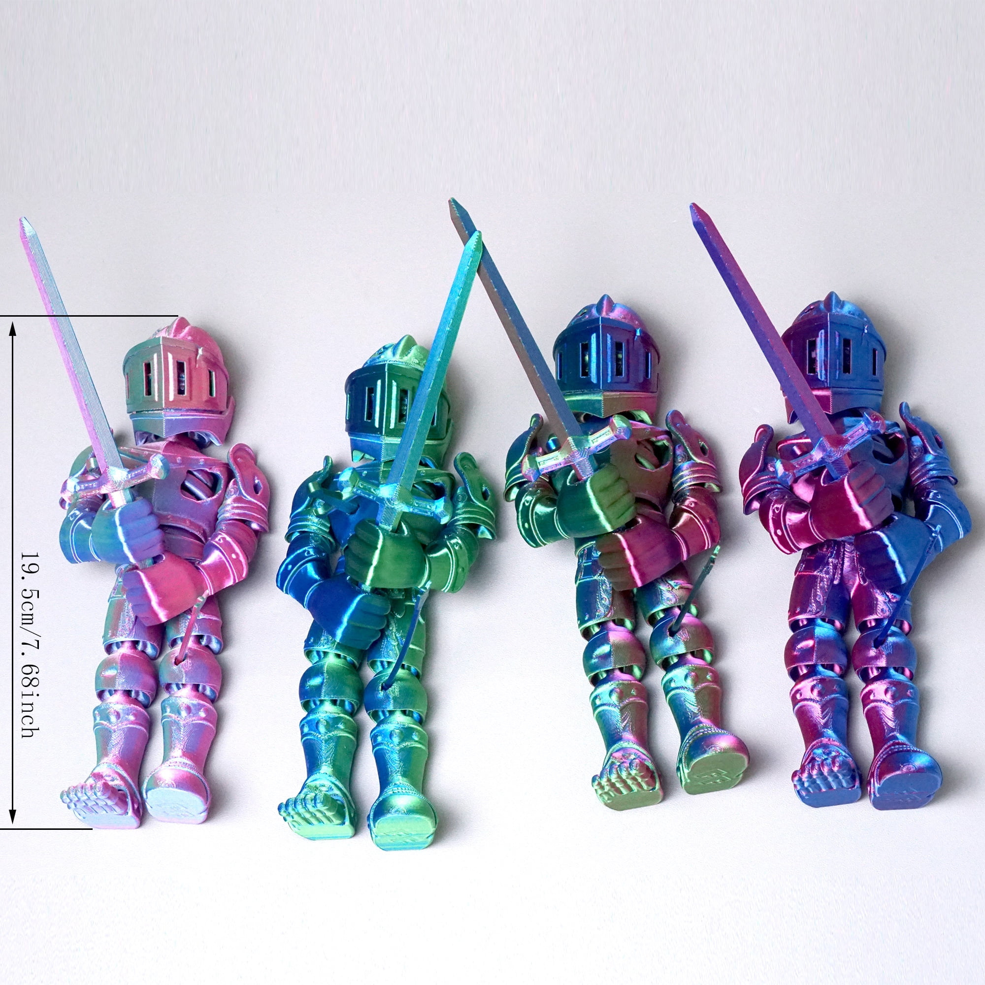 4pcs/set 3D Printed Skeleton Warrior ,Flexible Joint Animal lacertid Figurines,Realistic Eyes, Home Office Decor,Fidget Toy for Adults Teens Boy Festival Gifts
