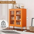 thumbnail image 6 of Elegant 40''H Metal Storage Cabinet with Mesh Doors,Steel Display Cabinet with Adjustable Shelves,Metal Office Storage Locker for Home Office,Orange, 6 of 7