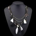 thumbnail image 6 of harmtty Women Boho Ethnic Style Feathers Tassels Beads Multi-layer Chain Necklace,Black, 6 of 8