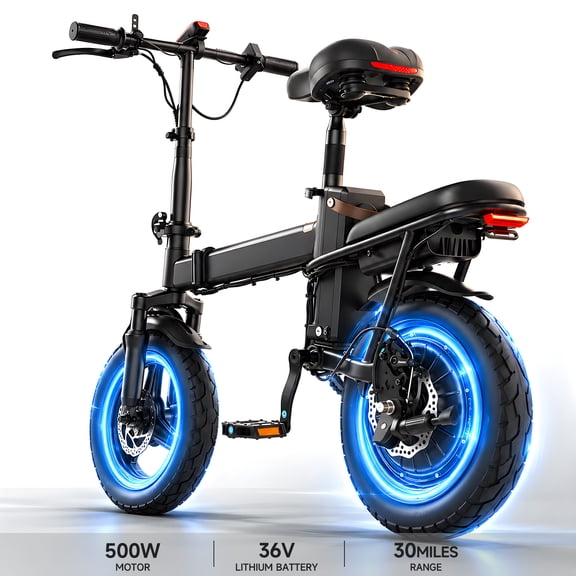 Folding Ebike for Adult/Teen Riders,14‑Inch 500W Peak Motor up to 20 mph,25 Miles per Charge Removable Battery/Light electric bike,UL 2849