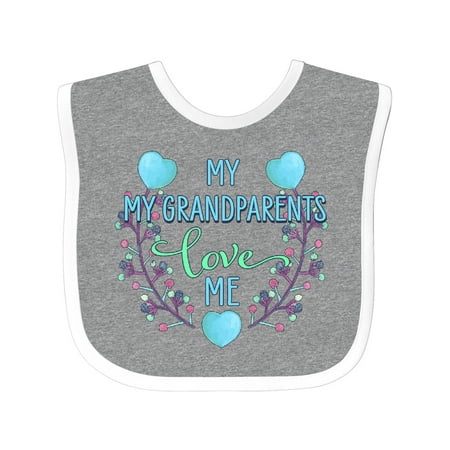 

Inktastic My Grandparents Love Me- Painted Flowers and Hearts Gift Baby Boy or Baby Girl Bib