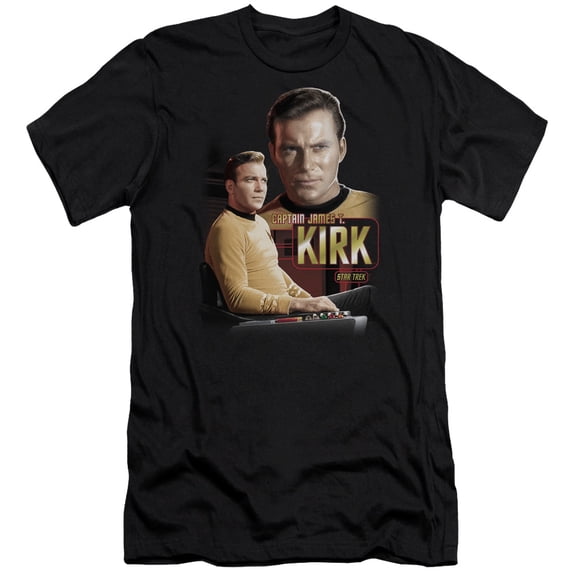 Star Trek Captain Kirk Premium Canvas Adult Slim Fit 30/1 T-Shirt Black