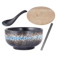 thumbnail image 1 of Ounissouiy Ceramic Japanese Ramen Bowl Large 1500 Lid with Spoon ml Bowl and Porcelain Mostrada, 1 of 1