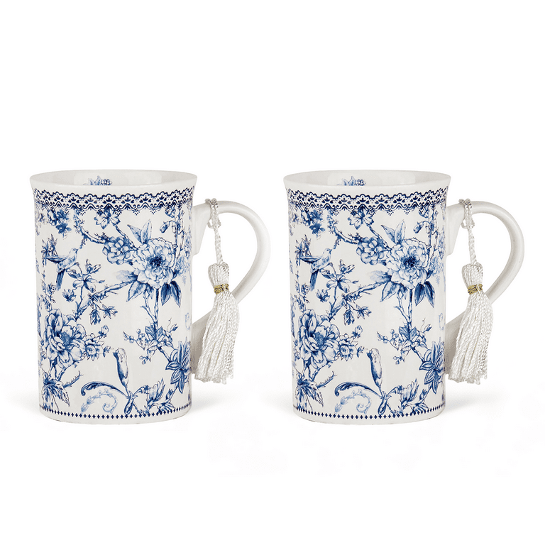 STPgoods Blue Flowers Bone China Tea and Coffee Mug in Gift