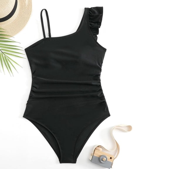 BXSRUTA Teen Girls Two Piece Swimsuit Set Summer Solid Color Bikini for Beach Vacation Soft Cotton Blend Youth Swimwear