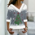 thumbnail image 1 of Aqestyerly Chandails de Noël à Manches Longues pour Femmes, Chandail Imprimé à Col, Haut/chemise à Manches Longues à Col en V pour Femmes, 1 of 3