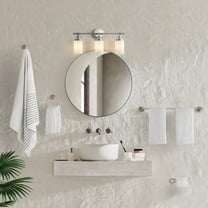 JONATHAN Y Egan 23.25" 3-Light Classic Cottage Vanity Light with Frosted Glass Shades and Bathroom Hardware Accessory Set, Brushed Nickel (5-Piece)