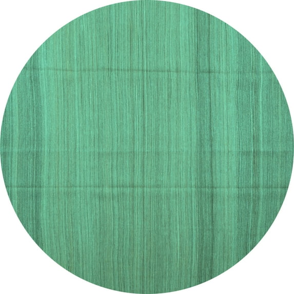 Ahgly Company Machine Washable Indoor Round Abstract Turquoise Blue Contemporary Area Rugs, 3' Round