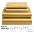 thumbnail image 4 of Satin Sheets California King [4-Piece, Gold] Luxury Silky Bed Sheets - Extra Soft 1800 Microfiber Sheet Set, Wrinkle, Fade, Stain Resistant - Deep Pocket Fitted Sheet, Flat Sheet, Pillow Cases, 4 of 5