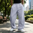 thumbnail image 2 of Men's Fleece Baggy Sweatpants Drawstring Elastic Waist Wide Leg Casual Sweat Pants with Pockets, 2 of 3
