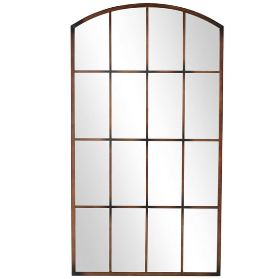DecMode 39" x 71" Copper Window Pane Inspired Wall Mirror with Arched Top