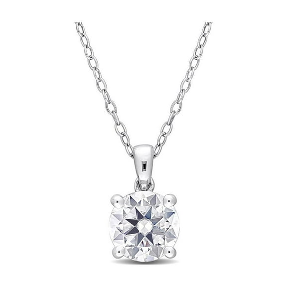 1.85 Carat (Ctw) Lab-Created Moissanite Solitaire Pendant Necklace in Sterling Silver with Chain (8mm)