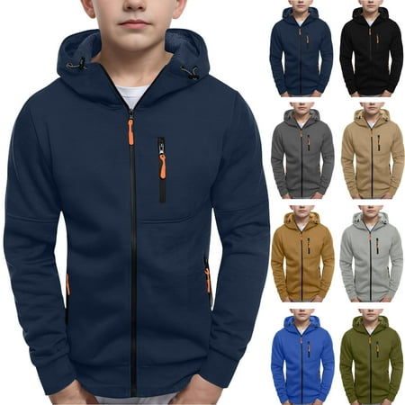 5-14 Years Boys Half Zip Hooded Sweatshirt Long Sleeve Pullover Tops Kids Fleece Sweatshirts Gift for Kids