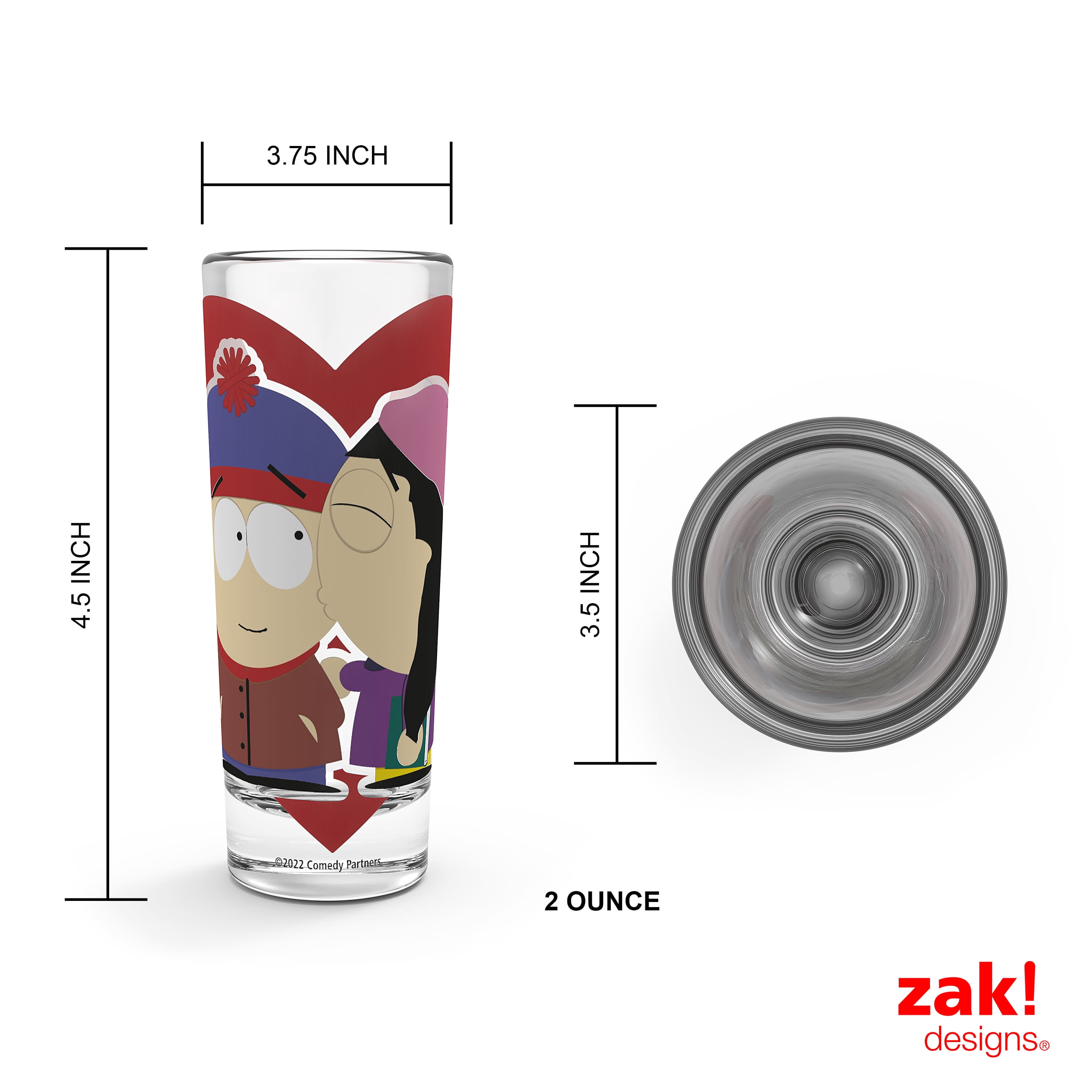 Zak Everyday Smiles South Park 4-piece Valentine Mini Glass Set New with Tag