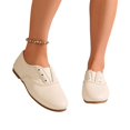 thumbnail image 4 of IEMIEMIEM Women's Faux Leather Oxford Flats Slip On No Laces Round Toe Casual Loafers Retro Soft Flat Walking Dress Shoes Beige 7 Wide, 4 of 6