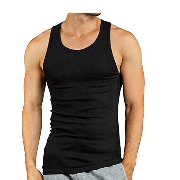 Value Packs of Men's Big And Tall Black & White Ribbed 100% Cotton Tank Top  A Shirts Undershirt (4XL, Mixed, 6 Pack)