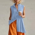 thumbnail image 3 of TGSLY Women's Mandarin Collar Tank Tops Lightweight Soft V Neck Button-Down Sleeveless Shirts Oversized Fit High-Low Hem Solid Color Tunic Blouses XXL, 3 of 10