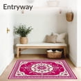 thumbnail image 3 of ODIKA 4'x6' Machine Washable Non-Slip Area Rug, Exotic Paisley Interlaced Baroque Luxurious Craftsmanship High Traffic Rug with Pad, Magenta, 571851, 3 of 8