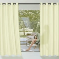 Qelus 2 Panel Outdoor Sheer Curtains for Patio Waterproof, 52 x 96 Inch Light Filtering Voile Grommet Indoor Outdoor Curtains for Porch Pergola, Beige