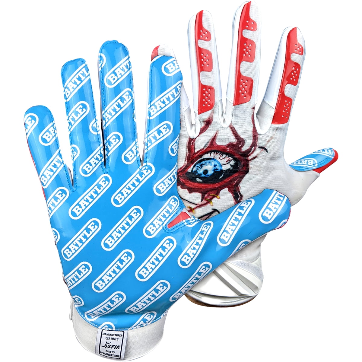 Battle Sports Adult Lil Evil Football Gloves - Large - Red/White/Blue