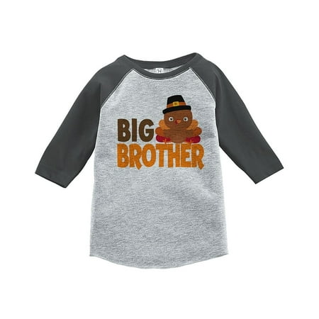 Custom Baby Shirt - Custom Party Shop Baby Boy's Big Brother Thanksgiving Grey Raglan - Small (6-8) T-shirt