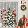 thumbnail image 5 of Small Stall Shower Curtain 48x72 Inch Narrow Half Size Christmas Bath Curtains Bathroom Decor, Plush Snowman Xmas Tree Fox Snowflake Grey Waterproof Fabric Shower Curtain Set with Hooks 48 Inch, 5 of 8