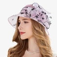 thumbnail image 2 of XINPING Women's Floral Lace Sun Hat, Elegant Wide Brim Tea Party Hat with Flower Embellishments for Events, Weddings and Beach Vacation, 2 of 8