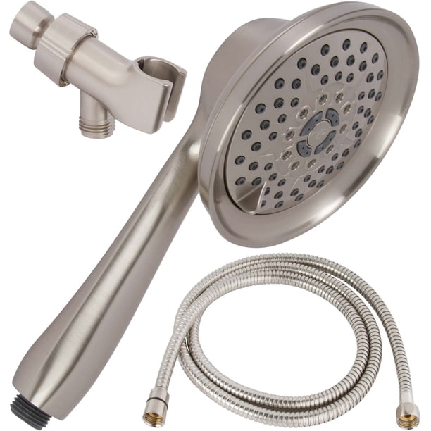 Ducha de mano con masaje y vapor, alta presión, multifunción, ajustable, kit de regadera de mano, 2.5 GPM, níquel cepillado