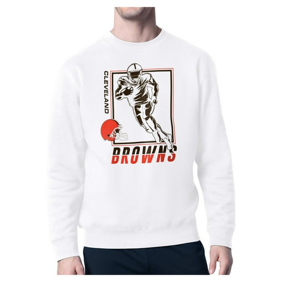 Men's-Starter  White Cleveland Browns Tri-Blend Pullover Sweatshirt