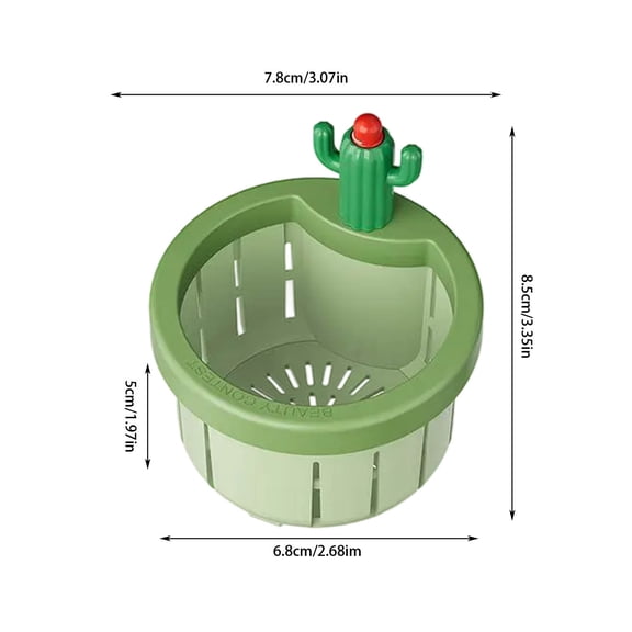 3 Pack Cactus Kitchen Sink Strainer Basket, Automatic Dumping Hanging Draining Filter, Multifunctional Food Residue Collection Basket for Kitchen Sink Vegetable Scraps Leftover Waste Filtering