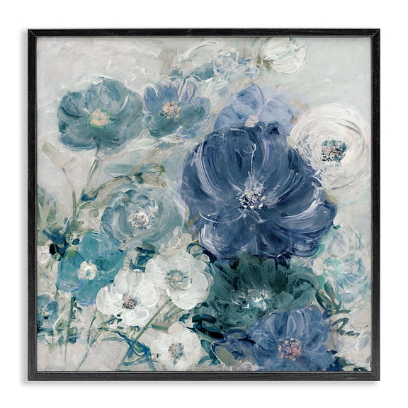 Stupell Industries Contemporary Painterly Brushed Flowers Black Framed Giclee Art, 12 x 12, by Sally Swatland