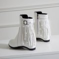 thumbnail image 3 of NECHOLOGY Botas Mujer Adulto Femenino Zapatos Botines mujer Botas de realce interior con cremallera lateral y hebilla de cinturón con borlas de cuero de color sólido para mujer (White, 6.5), 3 of 7