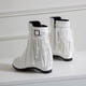 thumbnail image 3 of NECHOLOGY Botas Mujer Adulto Femenino Zapatos Botines mujer Botas de realce interior con cremallera lateral y hebilla de cinturón con borlas de cuero de color sólido para mujer (White, 8.5), 3 of 7