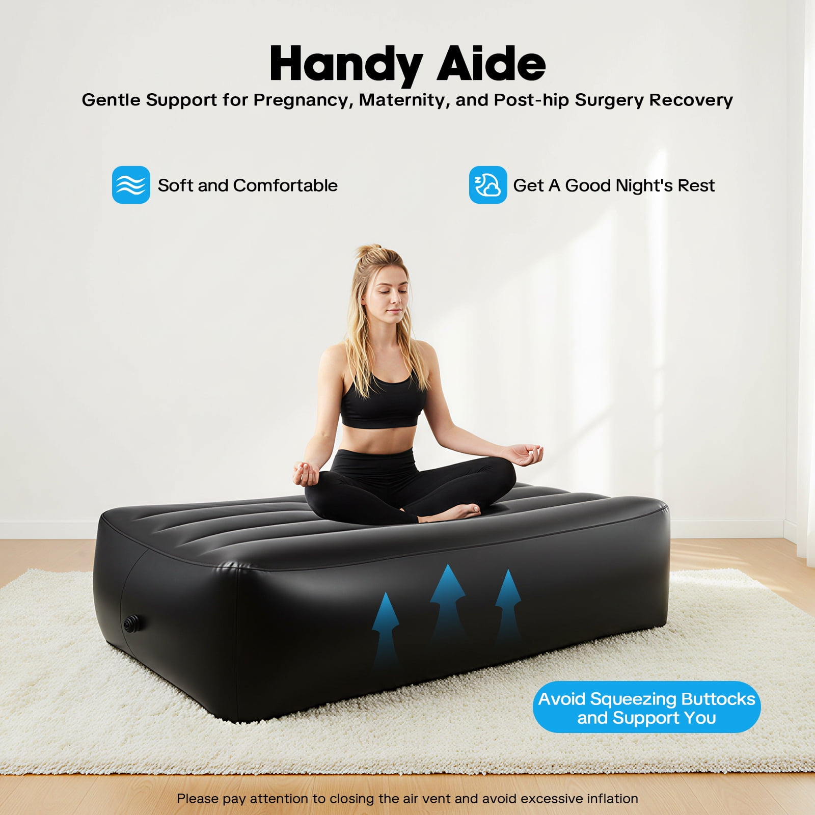 Car Air Bed Inflatable, PVC SUV Truck Mattress with Electric Pump, Outdoor Camping Travel Guest Bed, Heavy-Duty Portable Sleeping Pad, Black