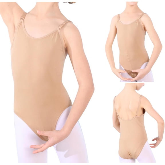 Kids Girls Camisole for Dance Girls Ballet Nude Camisole Bodysuit Seamless Underwear Dance Adjustable Straps Tops for Teens L