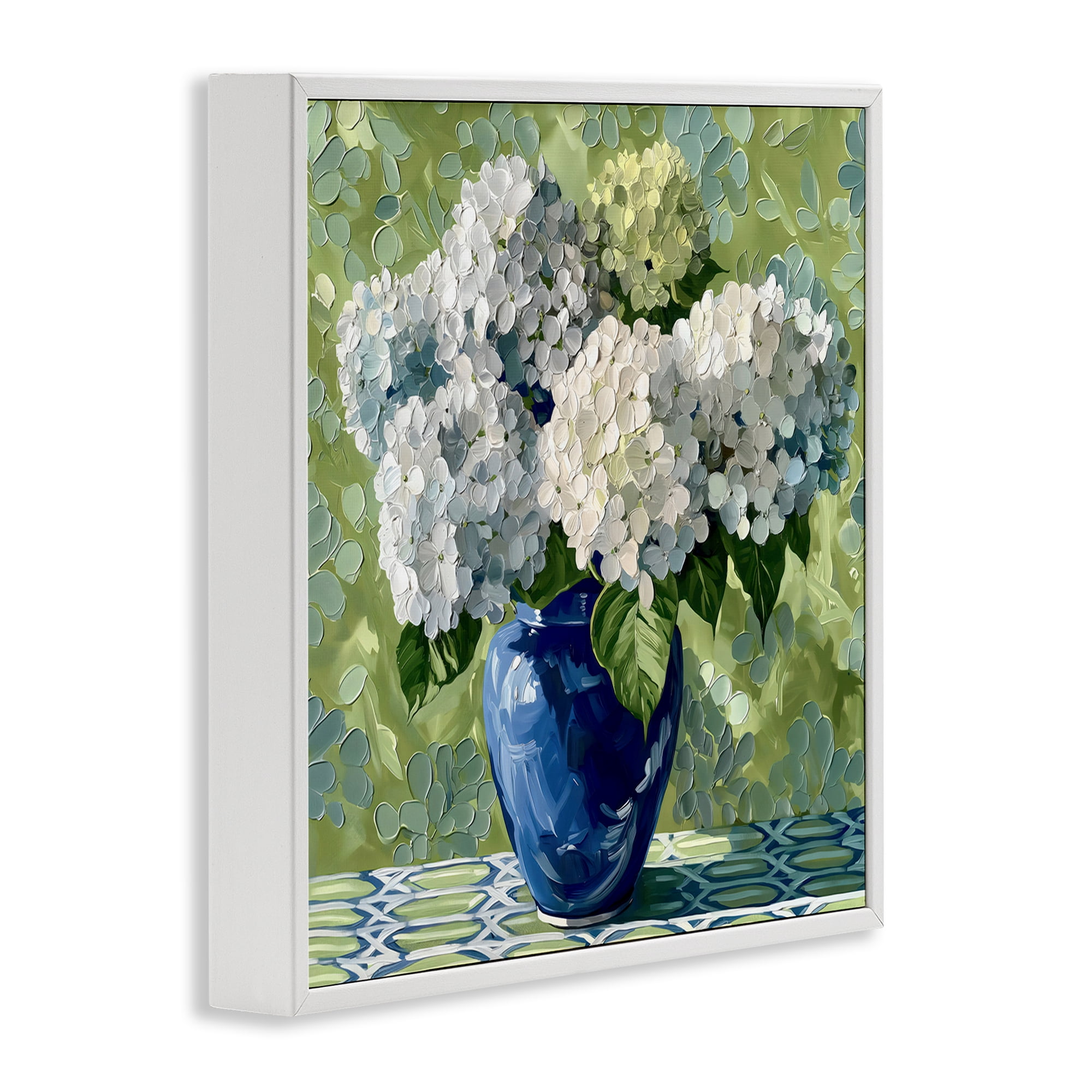 Stupell Industries White Hydrangeas in Blue Vase White Framed Giclee Art, design by Gina Kelly