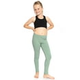 thumbnail image 2 of Stretch Is Comfort Stretchy Girl's Cotton Leggings Sage Green Large, 2 of 6
