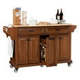thumbnail image 5 of Cambridge Mobile Kitchen Islands on Wheels with Storage, Rubber Wood Countertop, Spice Rack,Towel Holder, 3 Storage Drawers and 2 Cabinets, L60.5 x W18.13 x H36.75IN, (Mahogany), 5 of 17