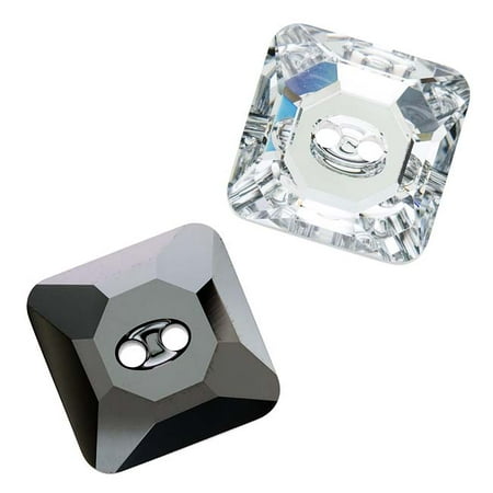 Swarovski Crystal, 3017 Faceted Square Sew-On Stone Buttons 16mm, 1 Piece, Crystal Foiled Foiled