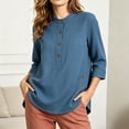 thumbnail image 6 of VBVC Women's 3/4 Sleeve Henley Blouses , Ladies' Mandarin Collar Half Button Shirts , Casual Loose Fit Tunic Tops For Women, S-2XL, 6 of 10