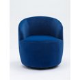 thumbnail image 3 of Velvet Swivel Accent Barrel Chair, Modern Upholstered Lounge Chair Armchair with Black Metal Ring Comfy Round Single Sofa Chair Leisure Club Chair with 360 Degree Swiveling for Living Room Office Blue, 3 of 7