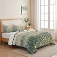 thumbnail image 5 of Quilts King Size Bedding Set, Green Mountains Lightweight Quilted Comforter, Farmhouse Art Elegant Pastoral Soft Reversible Bedspread Coverlet with Pillow Covers for All Season, 96" x 106", 5 of 9