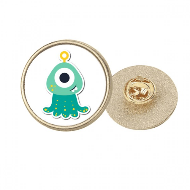 Universo y Alien cíclope monstruo Broche de oro metálico circular
